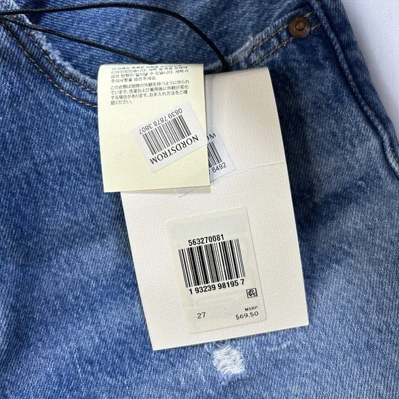 Levis Premium 501 Jean Shorts Women 27 Blue BIG E High Rise Distressed Cut Off - Picture 10 of 16